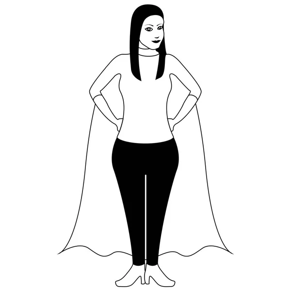 Esbozo de personaje de dibujos animados Superwoman — Vector de stock