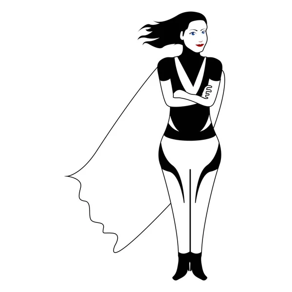 Superwoman cartoon karakter schets — Stockvector