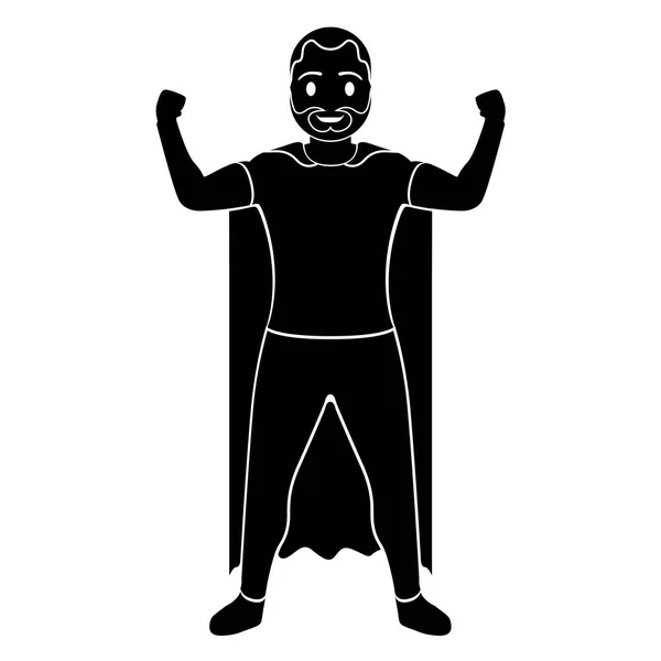 Superdad cartoon character silhouette — Stock Vector