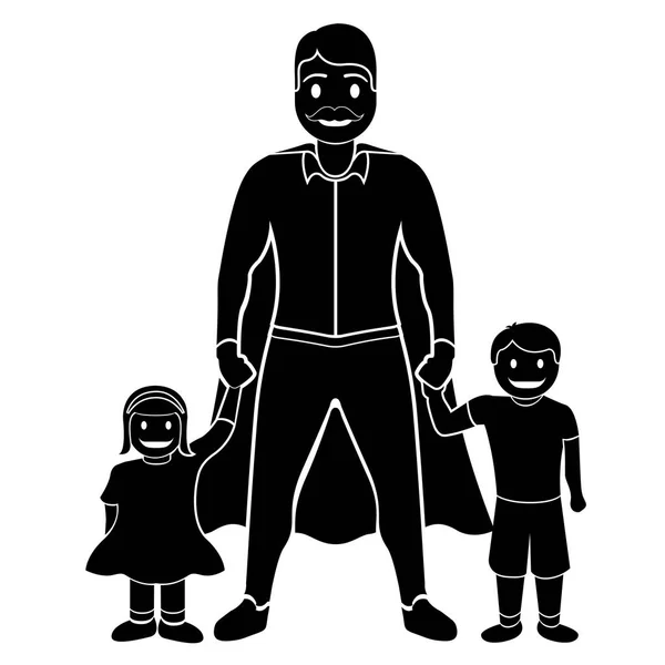 Superdad Zeichentrickfigur Silhouette — Stockvektor