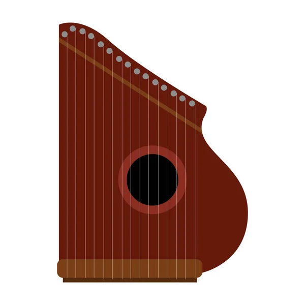 Isolée icône de cithare. Instrument de musique — Image vectorielle