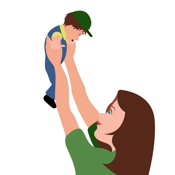 Madre sosteniendo su hijo icono — Vector de stock