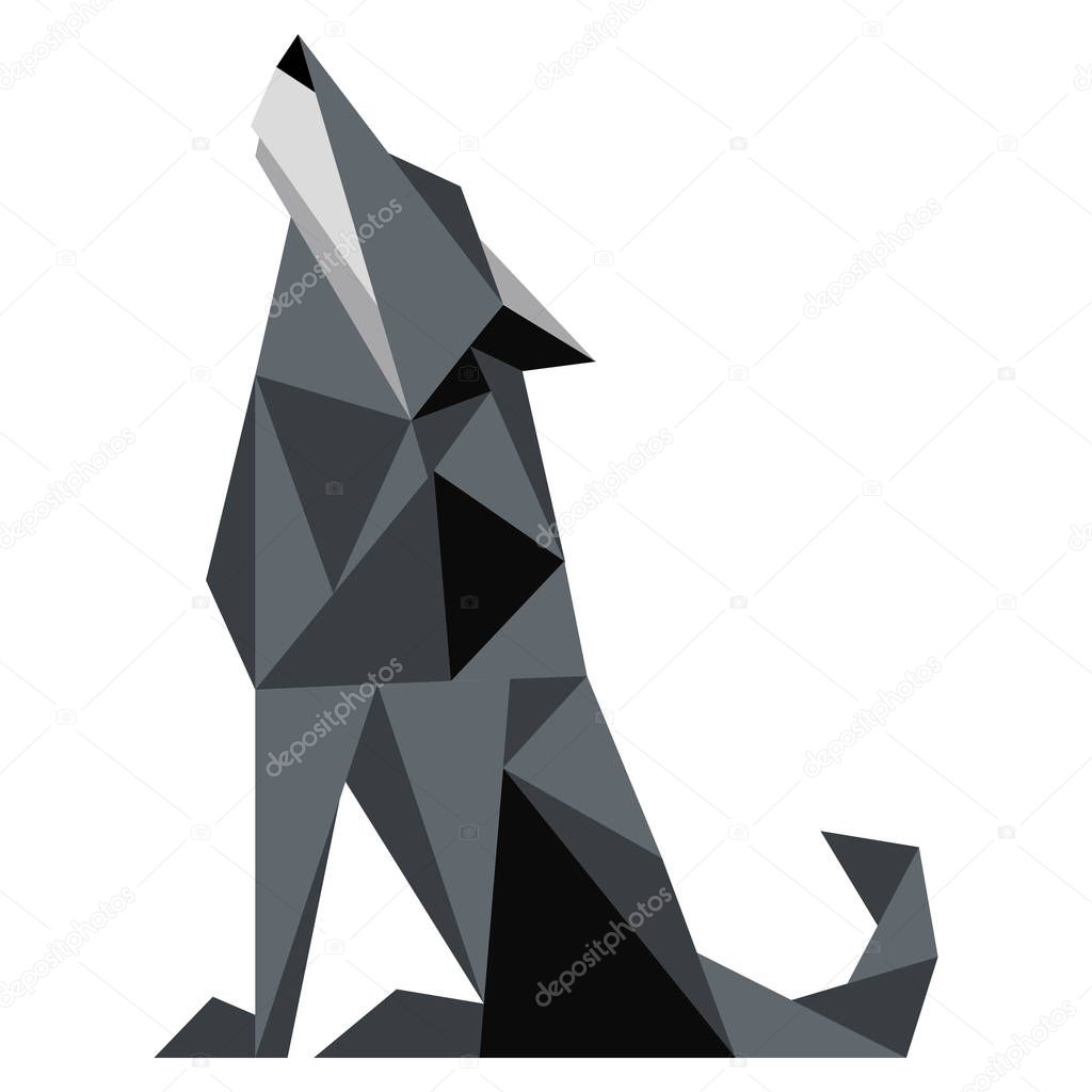 Abstract low poly wolf icon