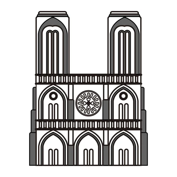 Odizolowany zarys katedry Notre Dame — Wektor stockowy