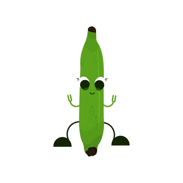การ์ตูนกล้วยสีเขียวแยก — ภาพเวกเตอร์สต็อก