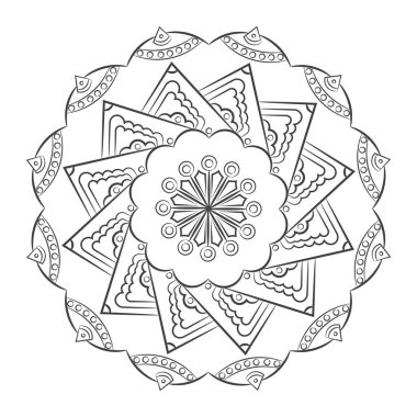 Çiçek desenli mandala ana hatları