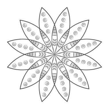 Çiçek desenli mandala ana hatları