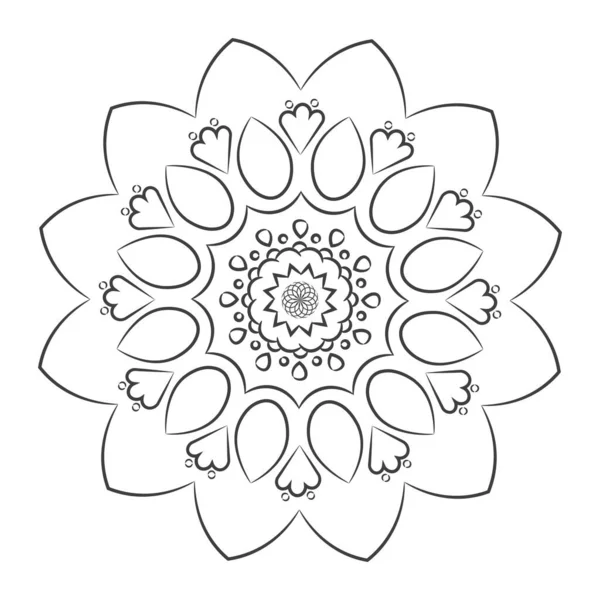 花柄曼荼羅の輪郭 — ストックベクタ