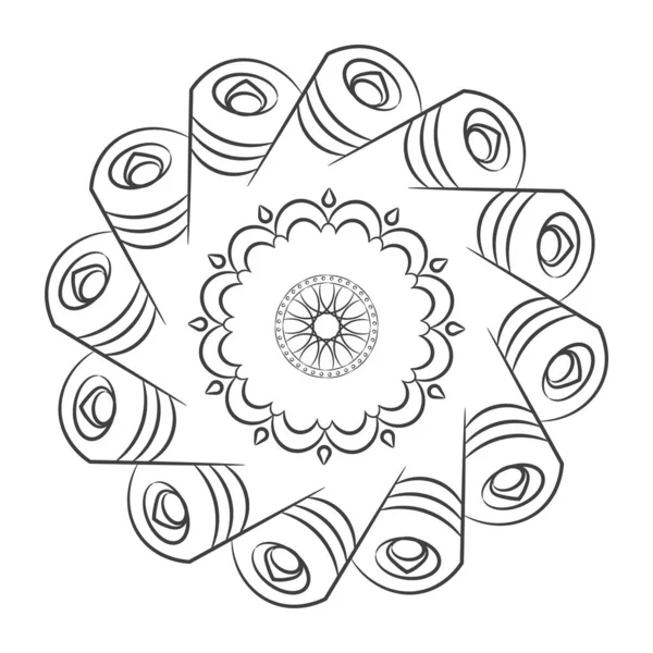 Floral μοτίβο mandala περίγραμμα — Διανυσματικό Αρχείο