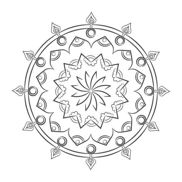 Çiçek desenli mandala ana hatları — Stok Vektör