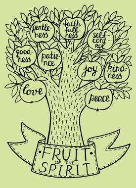 Biblical illustration from the new Testament fruit of the spirit. clipart