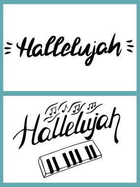 word Hallelujah is written by hand clipart