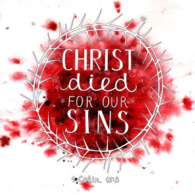Hand lettering Christ died for our sins clipart