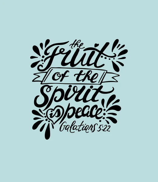 Lettere a mano Il frutto dello spirito è la pace . — Vettoriale Stock