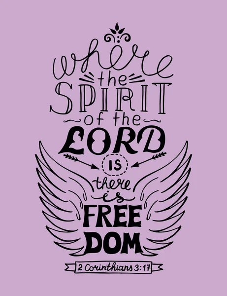 Χέρι γράμματα πού είναι το πνεύμα του Κυρίου, εκεί είναι ελευθερία — Διανυσματικό Αρχείο