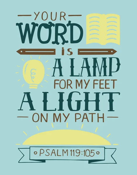 Letras bíblicas A tua palavra é uma lâmpada para os meus pés, uma luz no meu caminho . — Vetor de Stock