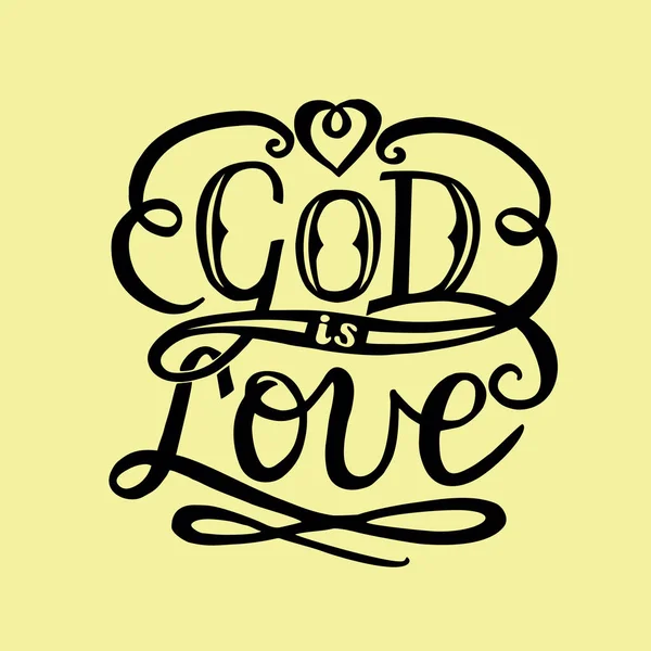 Hand lettering God is love with heart — Stock Vector