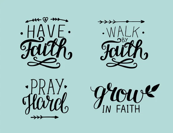 4 Hand lettering about faith — Stock Vector