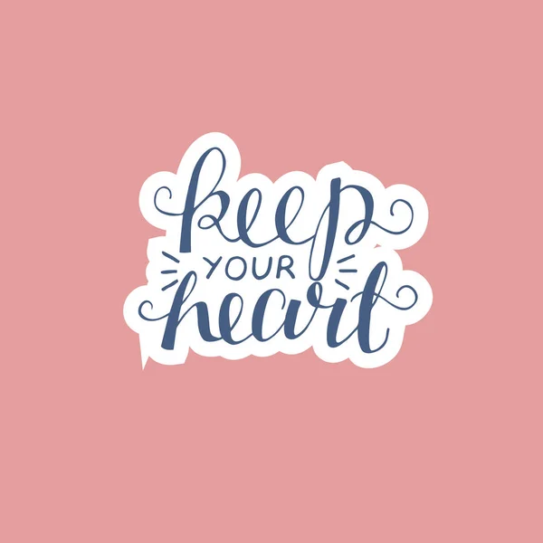 Γράμματα χέρι κρατήστε την καρδιά σας σε ροζ φόντο. — Διανυσματικό Αρχείο