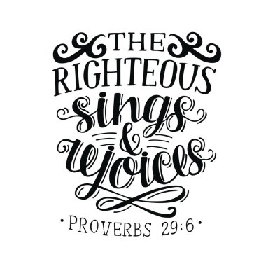 Hand lettering The righteous sings and rejoces. clipart
