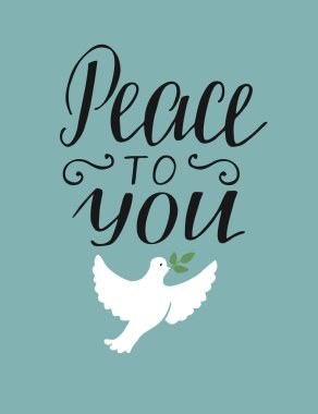 Barış için güvercin ile yazı el. 