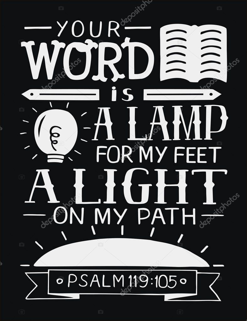 ✓ Hand Lettering Your Word Is A Lamp For My Feet, A Light On My Path. Bible  Verse. Christian Poster. Scripture Prints. Modern Calligraphy. Psalm  Premium Vector In Adobe Illustrator Ai ( .