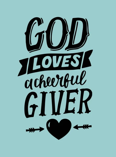 Lettrage à la main avec le verset de la Bible Dieu aime un donneur cher  . — Image vectorielle