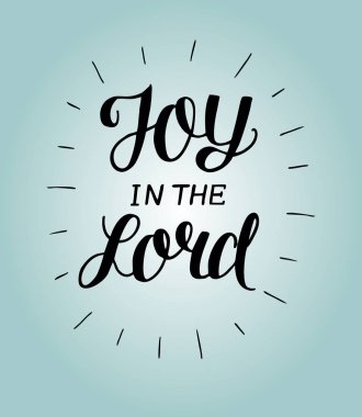 Sevinç ışınları mavi zemin üzerinde Lord içinde yazı el.