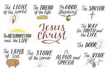 Hıristiyan tırnak İsa Mesih hakkında yazı 11 el ayarlayın. Kurtarıcı. Kapı. Good Shepherd. Yol, gerçek, hayat. Alfa ve Omega. Lamb of God. Asma. Dünyadan ışığı. Diriliş.