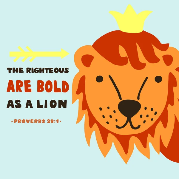 Χέρι γράμματα με στίχο Βίβλων δίκαιοι είναι τολμηρά ως ένα λιοντάρι. Παροιμίες — Διανυσματικό Αρχείο