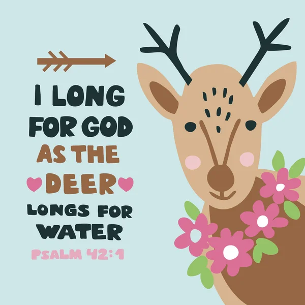 Ruční písmo s biblickými verši, jsem dlouho Boha jako jelen touží pro vodu. Žalm 42 — Stockový vektor