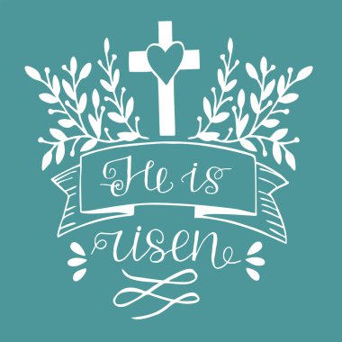 İncil 'in el yazısı. Haçla yükseldi. Paskalya