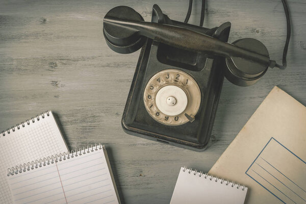 Old black telephone