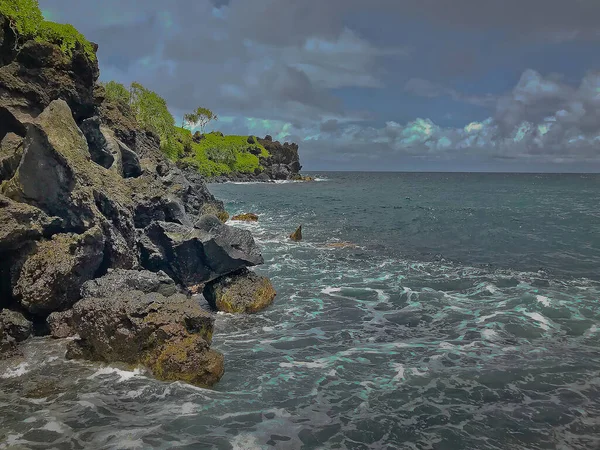 Paisagem Verão Com Ondas Nuvens Filmadas Maui Havaí Eua — Fotografia de Stock