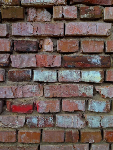 Linda Parede Tijolo Queimado Vermelho Velho — Fotografia de Stock