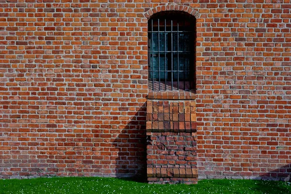 Brick Wall Old Castle Barred Window — Stock Photo, Image