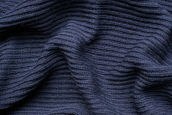 Pleats Fabric Knitted Material Dark Blue Color Folds — Stock Photo, Image