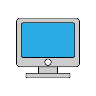 Masaüstü bilgisayar anahat simgesi. Doğrusal vektör çizim