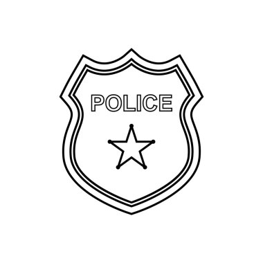 Polis rozeti anahat simgesi. Doğrusal vektör çizim