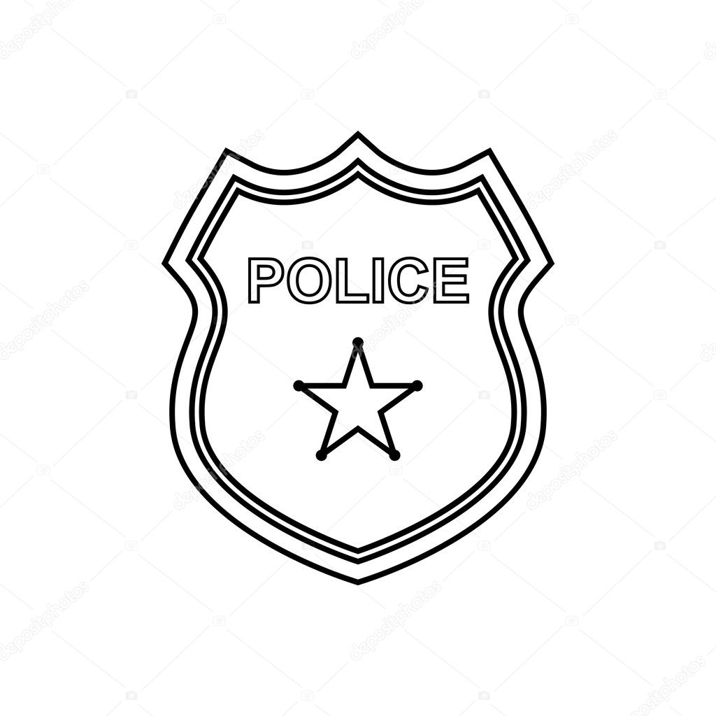 Icono del contorno de la placa policial. Ilustración vectorial lineal  Vector de stock #126404998 de ©mike_green, image size:1024x1024