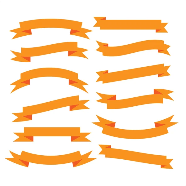 Set of beautiful festive orange ribbons. Vector illustration — Stock Vector