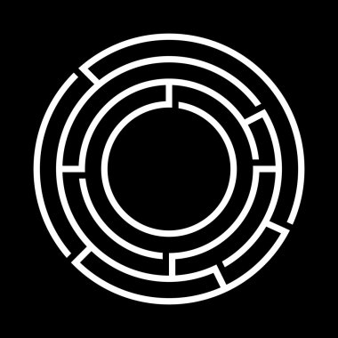 Beyaz yuvarlak labirent. Vektör çizim