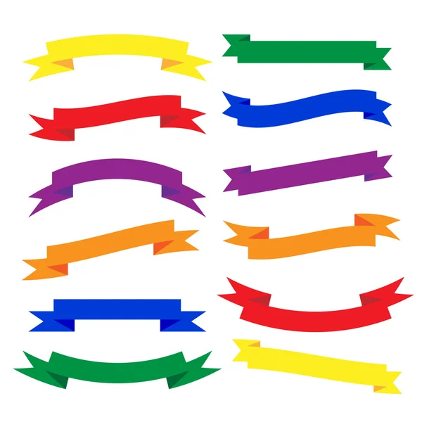 Set di bellissimi nastri colorati festivi. Illustrazione vettoriale — Vettoriale Stock