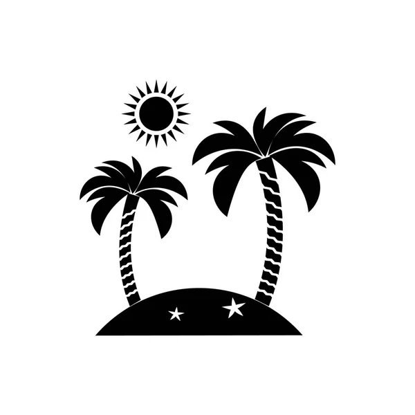 Icône de l'île, voyage, tourisme, soleil et palmier. Illustration vectorielle — Image vectorielle