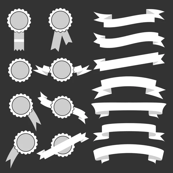 Conjunto de cintas blancas y sellos. Ilustración vectorial — Vector de stock