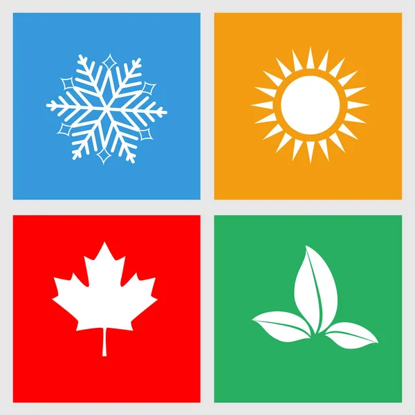 Ensemble d'icônes de saisons, hiver, printemps, été, automne. Illustration vectorielle — Image vectorielle