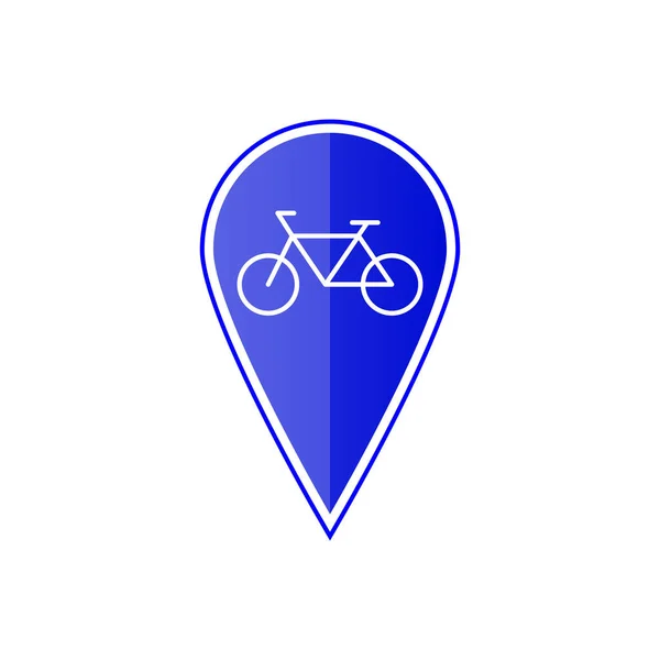 Μπλε Χάρτης δείκτη με ποδήλατο. Εικονογράφηση διάνυσμα — Διανυσματικό Αρχείο