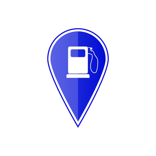 Ponteiro de mapa azul com posto de gasolina. Ilustração vetorial — Vetor de Stock