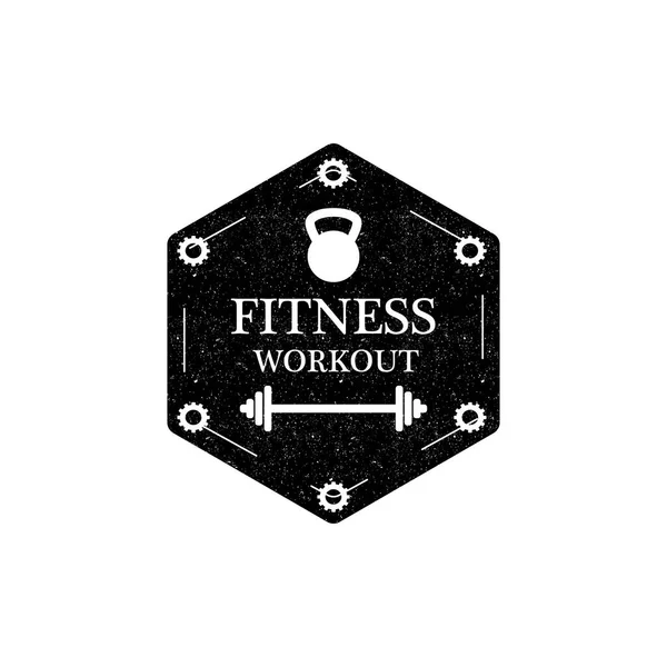 Fitness-Workout-Logo oder Abzeichen im Vintage-Stil. Vektorillustration — Stockfoto