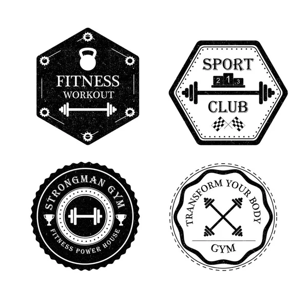 Ensemble de gymnase et logo fitness. Illustration vectorielle — Image vectorielle